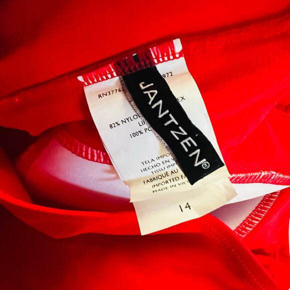 Jantzen Halter Ruched One Piece Swimsuit Size 14 Red - Picture 3 of 5